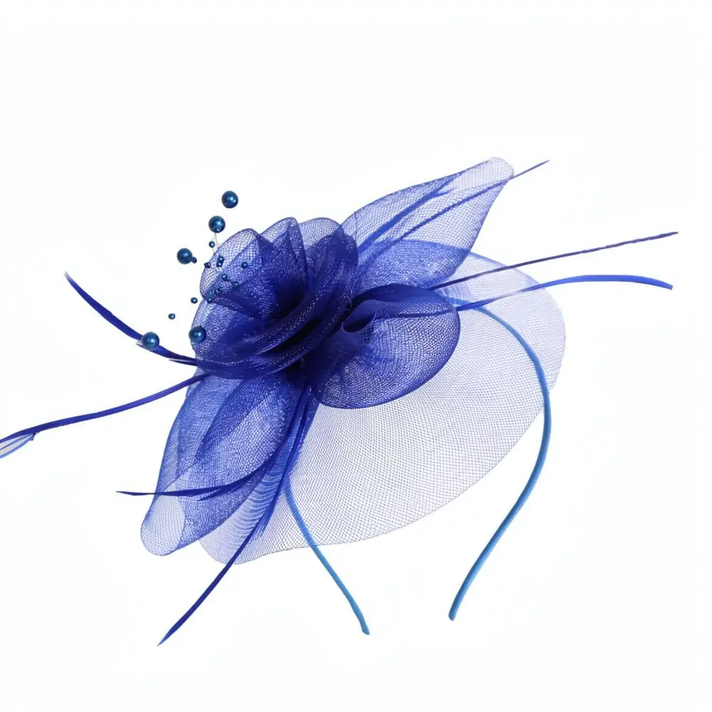 Vintage Mesh Feather Fascinator Headband Fashion Flower Veil Accessory For Women Bridal Wedding Prom Racing Event Decor