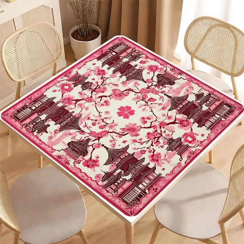 China-Chic Lion Awakening Festive Printing Anti-Skid Top Mahjong Table Mat Noise Reduction for Table Game Playing Room Decor