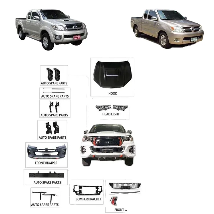 HOT SELLING UPGRADE FRONT BODY KIT FOR TOYOTA HILUX VIGO 2004-2008 UPGUARD ROCCO 2018 Car Body Kits Headalmp Headlight