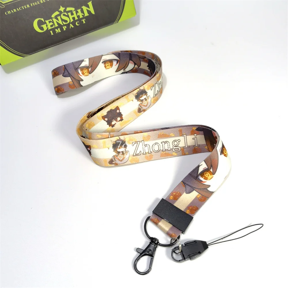 Genshin Collier Series encantos de telefone para estudante, impressão dupla face, pescoço Lanyard, Furina, Wriothesley, Lyney, Neuvillette, Navia