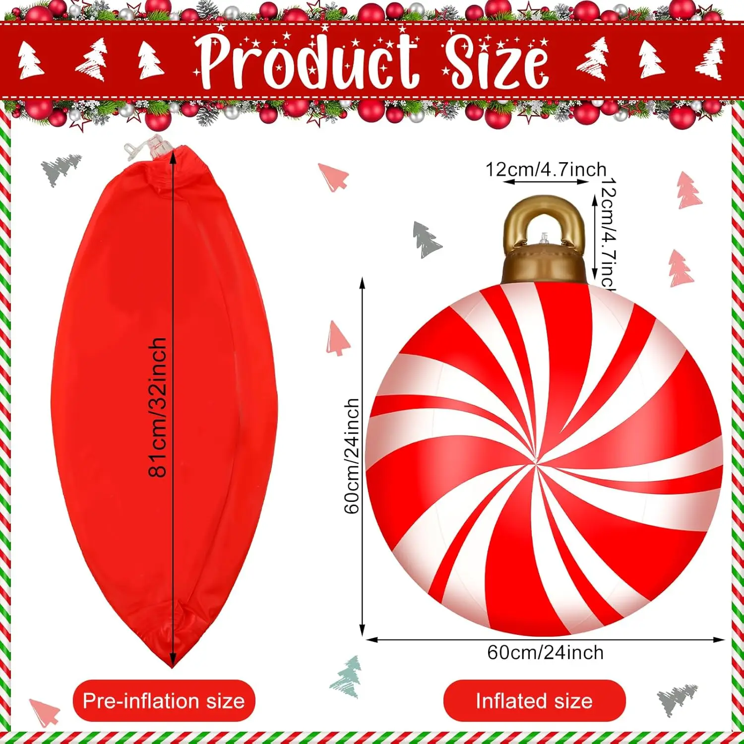 Gigante PVC natale decorato palla gonfiabile vacanza all\'aperto YardChristmas Yard decorazioni decorazioni natalizie all\'aperto Decor