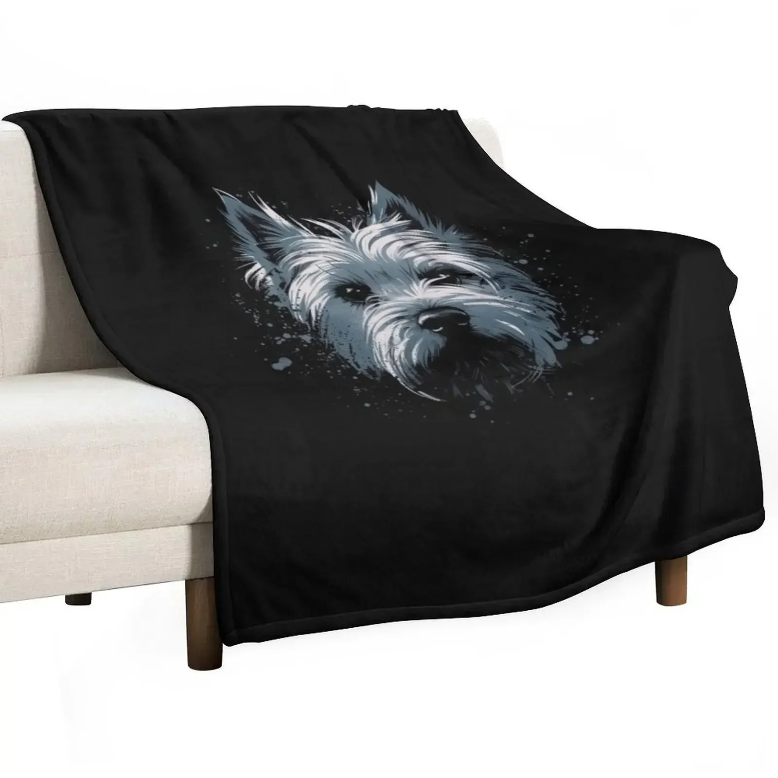 

A Westie In Distressed Style In Cool Tones For Dark T-shirts Throw Blanket Soft Plush Plaid Soft Plaid Blankets