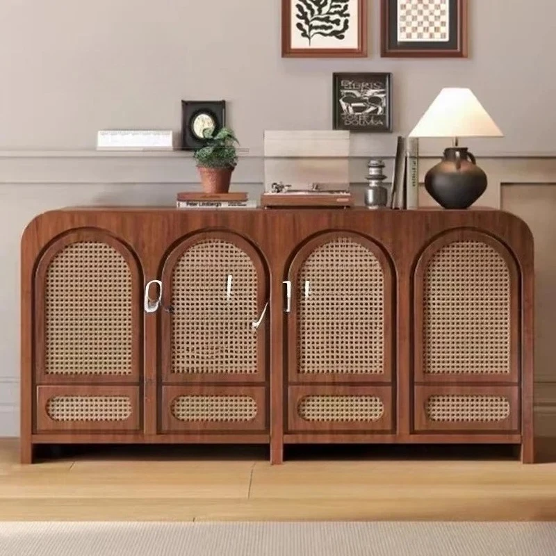

D80 Log braided rattan chest cabinet living room old locker wabi sandy wind storage cabinet