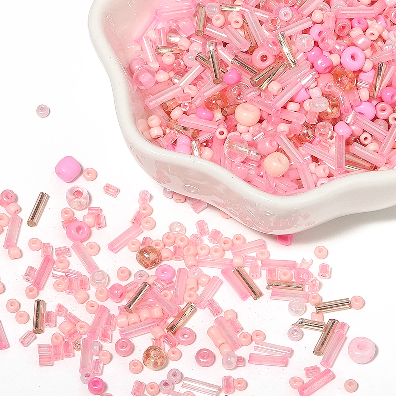 700Pcs/box Pink Color Japanese Seed Beads Mixed Delica Round Glass Beads Multi-shapes Twist Bugle Tube For Clothing Accessory