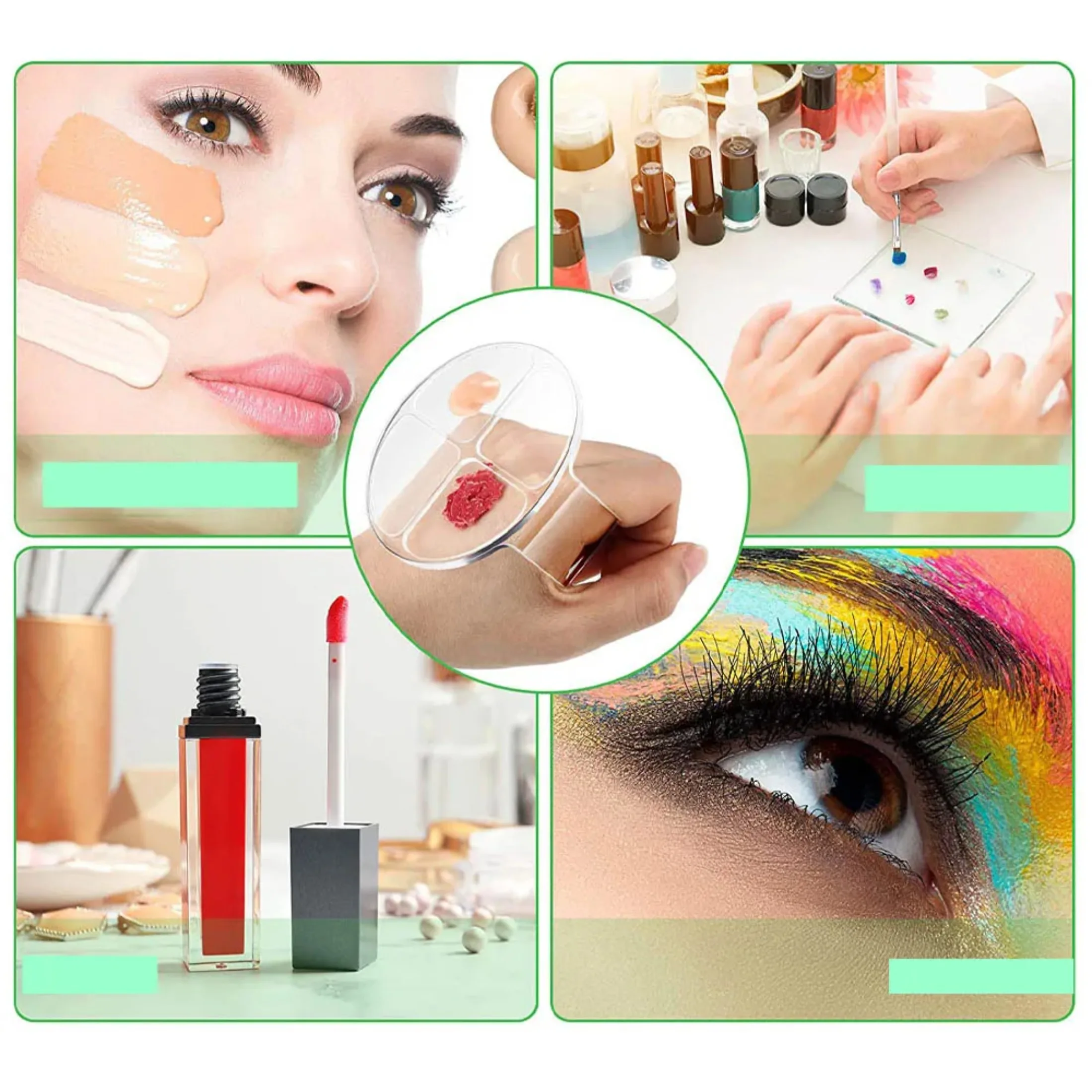 Paleta de maquillaje transparente, bandeja de mano para mezclar base acrílica, manicura artística, herramienta de maquillaje práctica, 1 piezas, 8cm