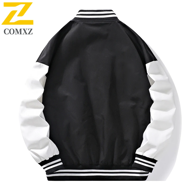 COMXZ Baseball Jacket Men New Premium Outdoor Camping Windproof Coat Classic Baseball Collar Casual Spring Autumn Clothing