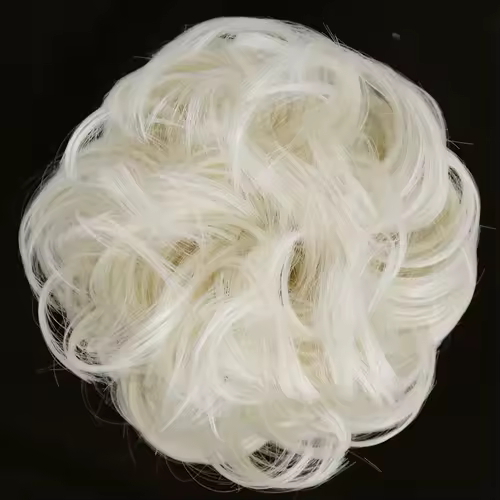 Azqueen Synthetic Messy Bun Chignon Donut Gary Brown Color Hair Bun Pad Elastic Hair Rope Rubber Band Hair Extensions - Image 31