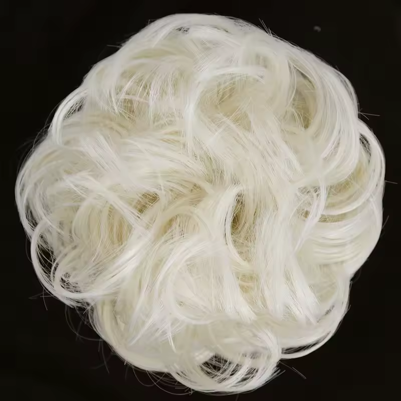 Azqueen Synthetic Messy Bun Chignon Donut Gary Brown Color Hair Bun Pad Elastic Hair Rope Rubber Band Hair Extensions - Image 31