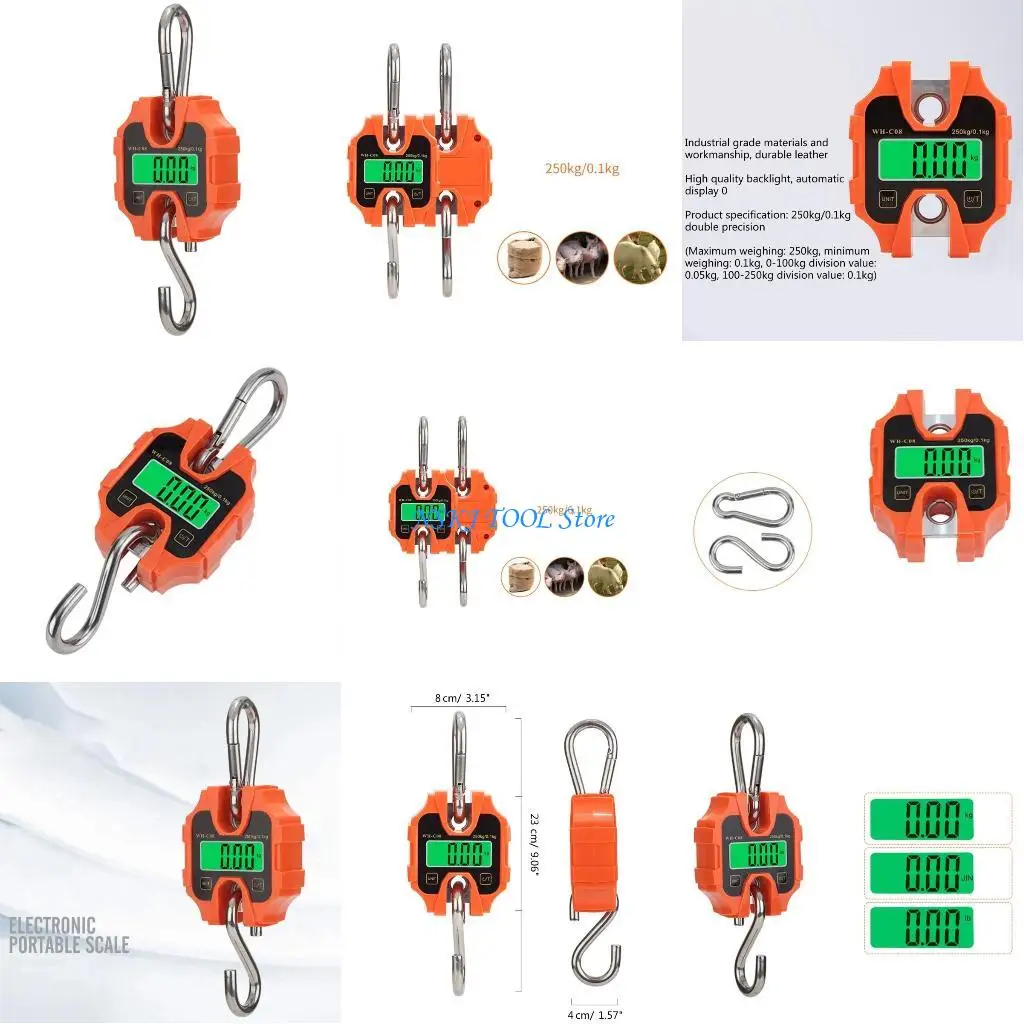 

L8RC Handheld Electronic Hanging Scale with LCD Display for Garage Fishing