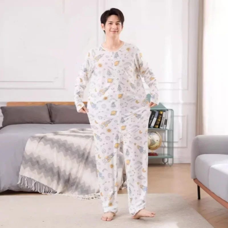 

Couple's Pure Cotton Long Sleeved zipper Jumpsuit Pajamas Loose Comfortable Soft Adult Baby ABDL Jumpsuit FKK Live Show Dance