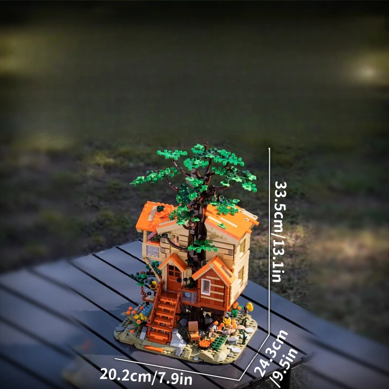 1711 Uds. Casa de árbol creativa de las cuatro estaciones, bloques de construcción, vista de la calle de la ciudad, casa de madera, montar ladrillos, juguete para regalo para niños