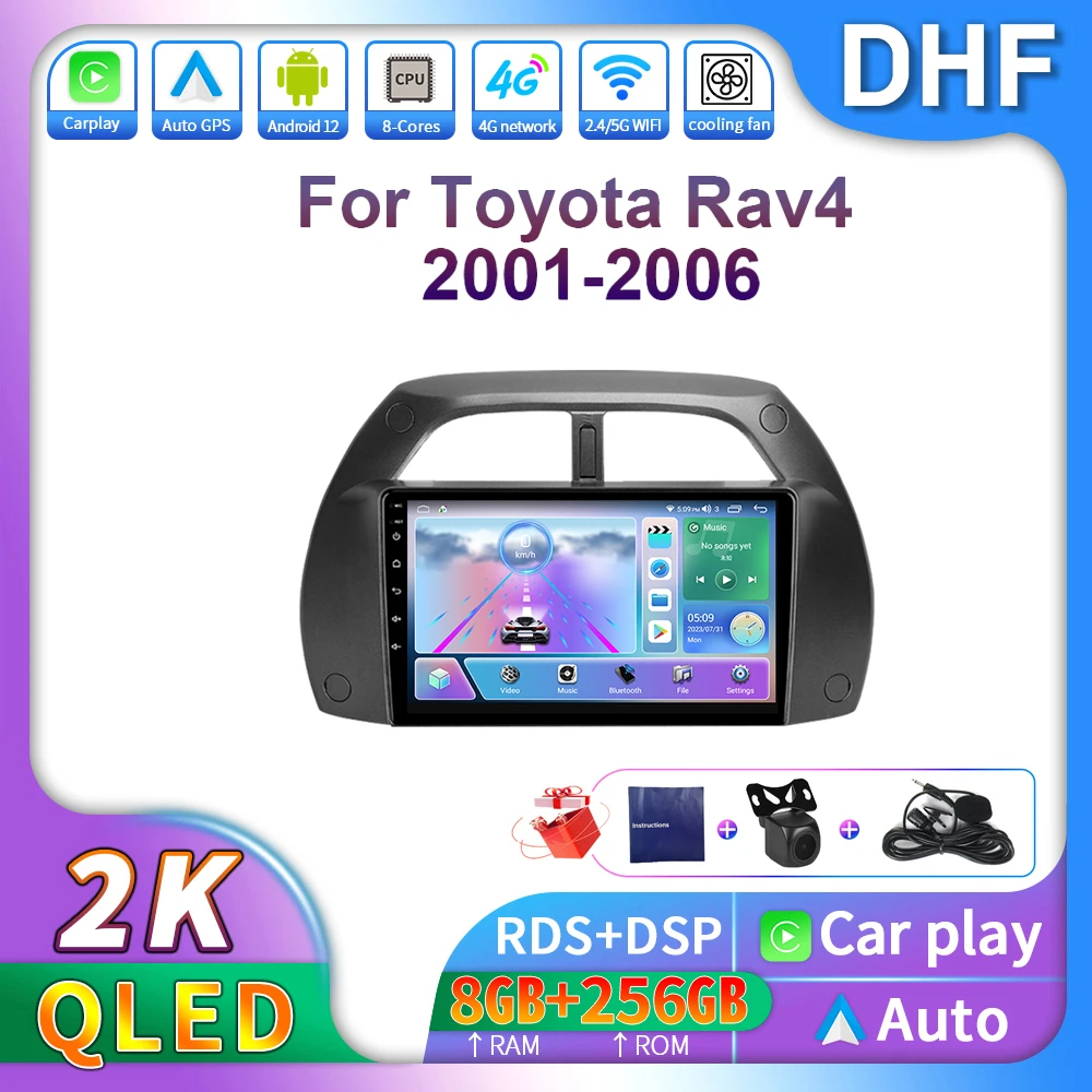 

DHF 2Din Car Radio For Toyota RAV4 Rav 4 2001-2006 Multimedia Video Player Android 13 Navigation 4G GPS Stereo Head Unit CarPlay