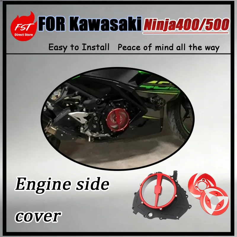 For Kawasaki Ninja400/500 Transparent Engine Clutch Side Cover CNC-Machined Aluminum Alloy Housing Impact Resistant Motorcycle
