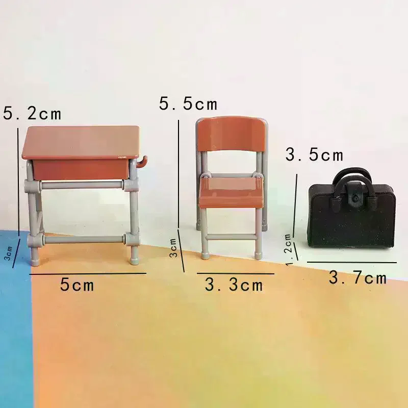 1 Set Mini School Desk Chalkboard Chair Schoolbags Model For Doll House School Furniture Decor Dollhouse Classroom Accessories
