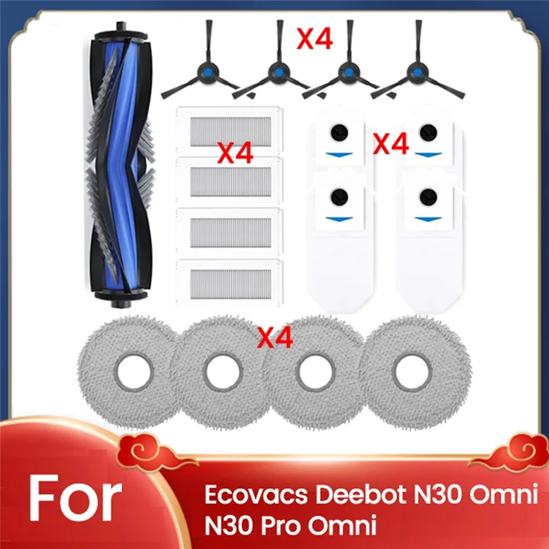 ABNG 17PCS Für Ecovacs Deebot N30 OMNI / N30 PRO OMNI Staubsauger Zubehör Roller Seite Pinsel Filter Mopp tuch Staub Tasche