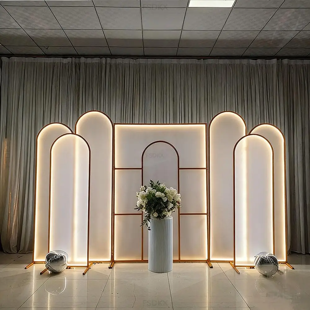 

FSDKX Exclusive Metal Arches Backdrop for Stage Trendy Metal Frame for Wedding Reception Stage Glorious Metal Stands Wedding