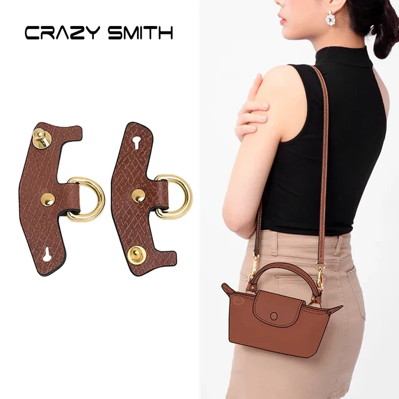 CRAZYSMITH Taschen-Transformationszubehör für Longchamp Mini-Taschen Riemen Bohrfreier Echtleder-Schulterriemen Crossbody