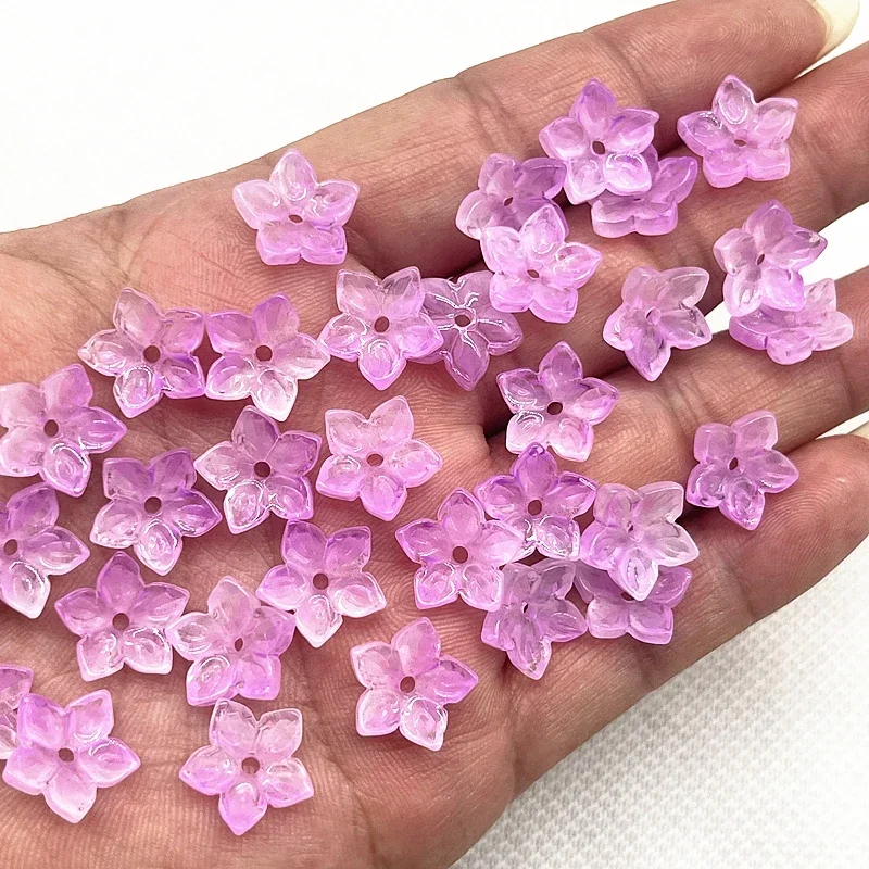 30 Stück 12mm Fünfblättrige Blumen-Lampwork-Perlenkappen Glas-Abstandhalterperlen für Schmuckherstellung DIY-Zubehör Haarnadeln – Detail 20