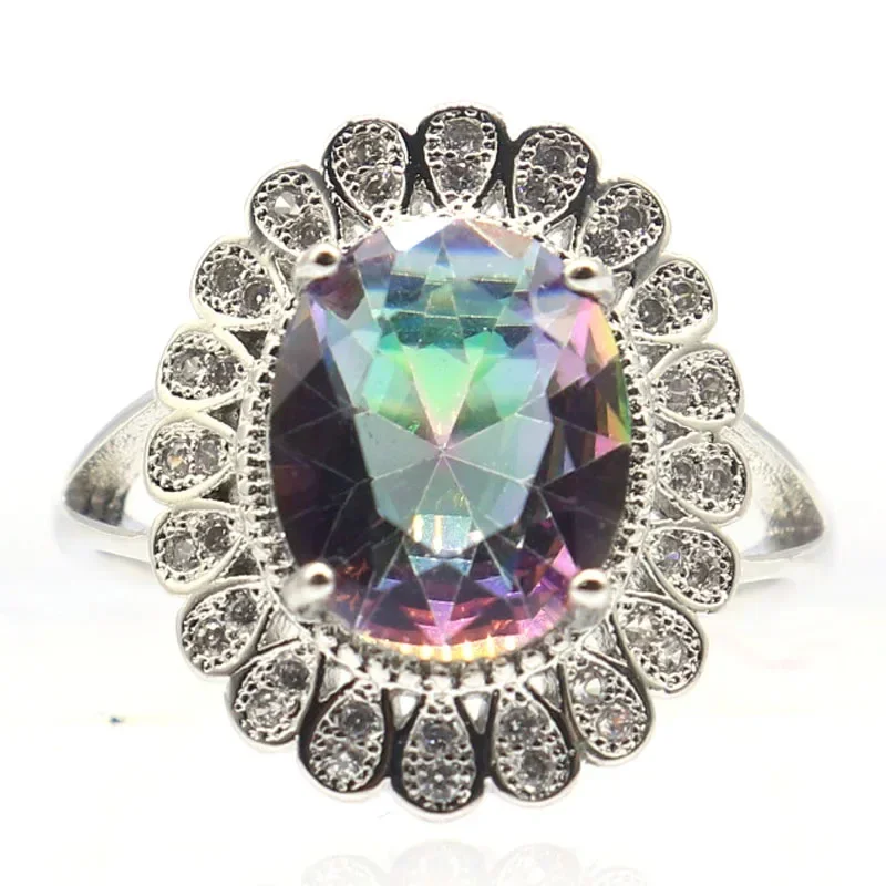 

3 г индивидуальные кольца из натурального серебра 925 пробы, огненная радуга, мистический топаз, настоящий красный рубин, александритовый топаз