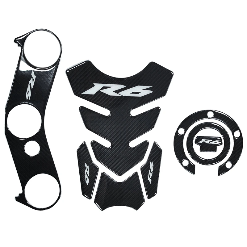 Carbon Fibre Gas Cap For Yamaha YZF R6 2006-2016 Triple Tree Front End Upper, Top Clamp Decal Tank Pad Protector Kit