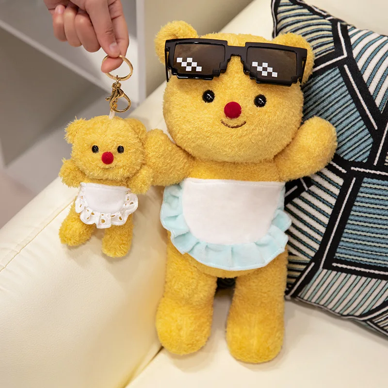 New Cute Butter Cake Bear Plush Toy Soft Stuffed Animals Cartoon Apron Dress Dolls Plushie Pendant for Girl Birthday Gifts Decor