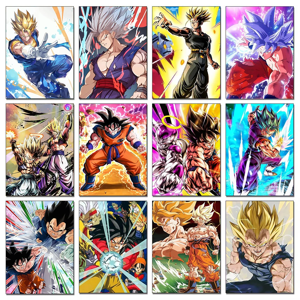 5D Diamond Painting Dragon Ball Character Goku Vegeta Full Square Round Diamond Mosaic Embroidery DIY Bedroom Wall Decoration