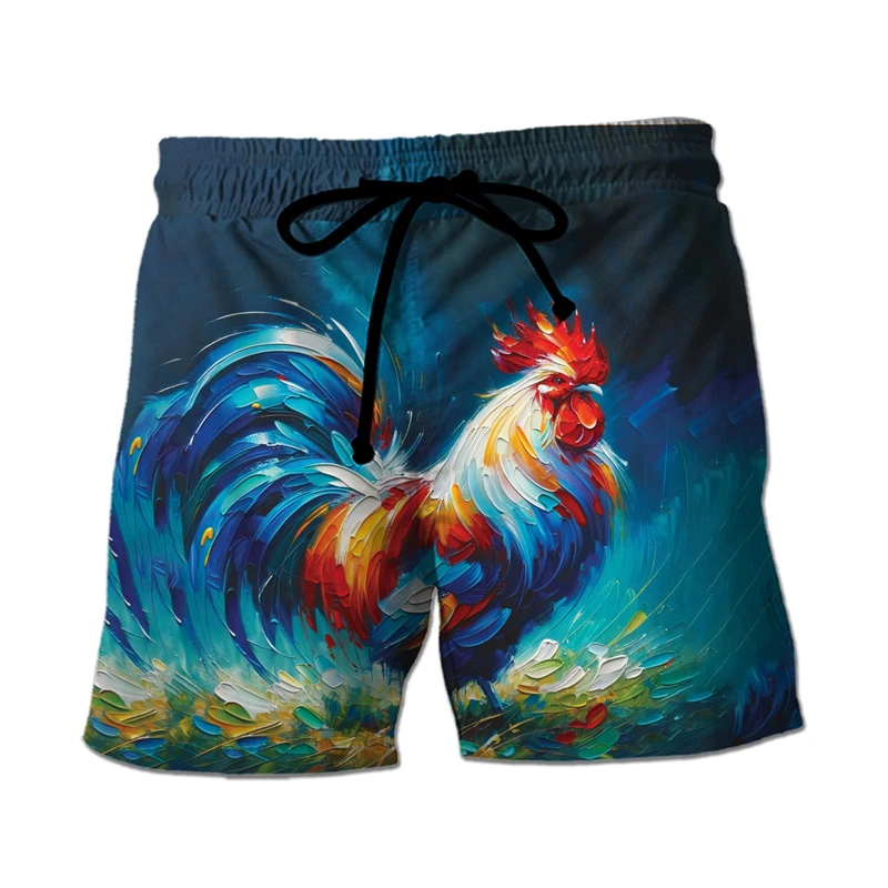 Funny Chicken Graphic Bermudas Hawaiian Boardshorts Rooster Board Shorts Male Trousers Boy Trunks Kids Beach Shorts Short Pants