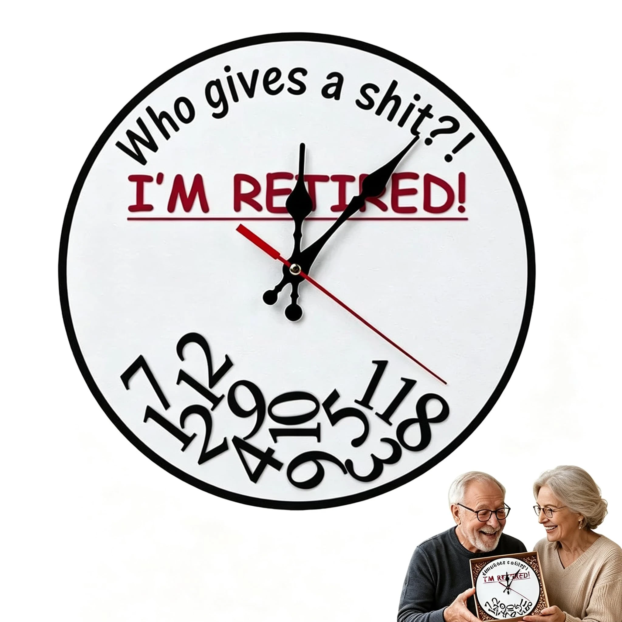 Humorous Retirement Wall Clock Silent Sweep Movement Wooden Back Round Novelty Clock Retirement Gift Home Office Decor