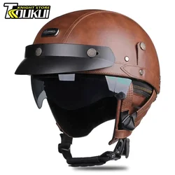 Casco De motocicleta Retro, aprobado por DOT, alemán, Vintage, Capacete De Moto con visera De parabrisas, Scooter