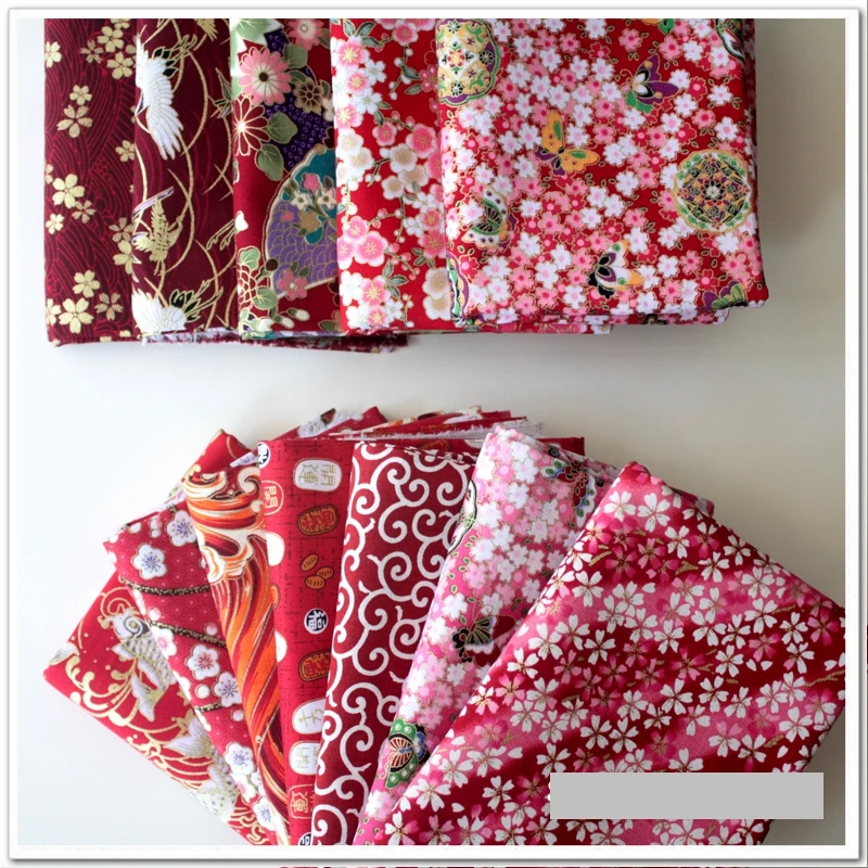 

Delicate 49CM*50CM Japanese style 100% cotton Foil Stamping Fabric Quilting Clothes Bedding Sewing Doll Cloth DIY B