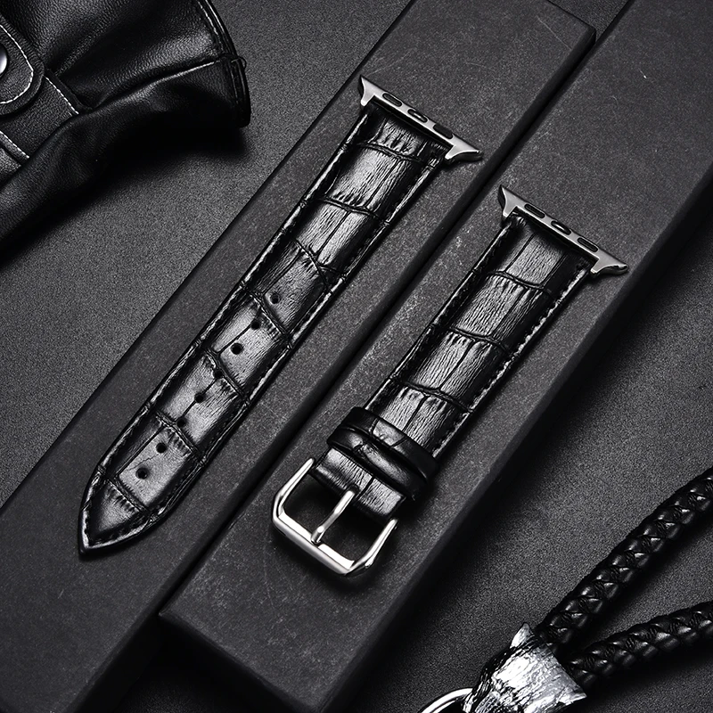 

Leather Watch Band Strap for Apple Watch 42mm 38mm 44mm 40mm 41mm 45mm 49mm Leather Strap for IWatch 8 7 6 SE 5 4 3 Wristband