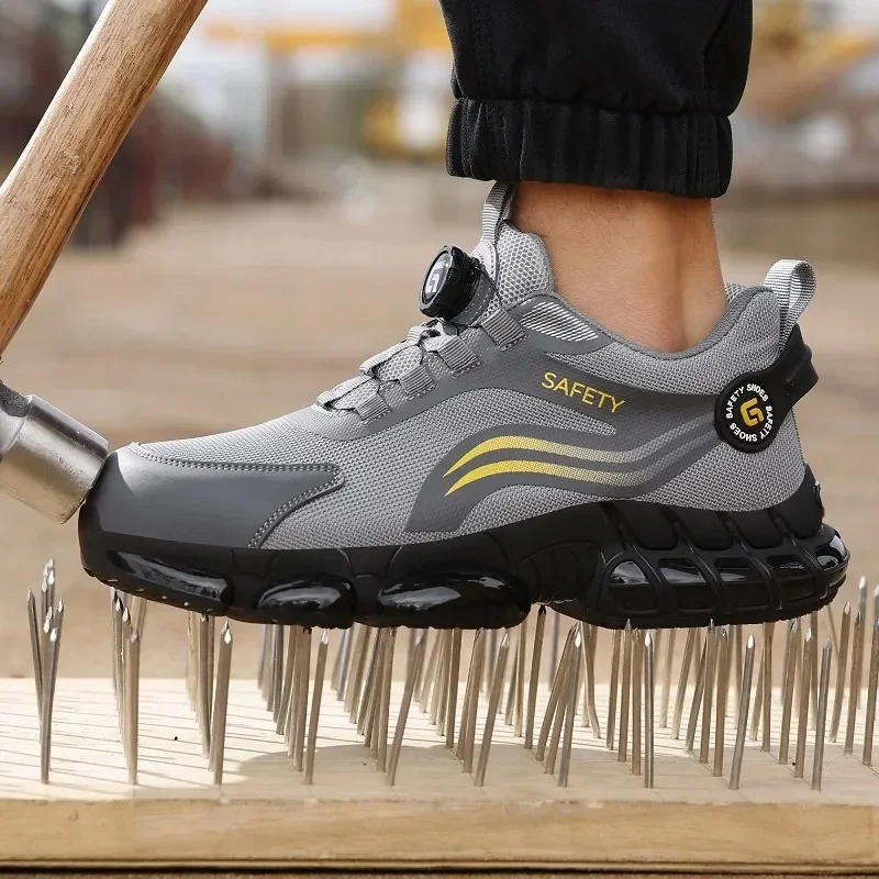 

Fashion New Safety Work Shoes Anti-smash Anti-puncture Anti-odor Men Wear Shoes Non-slip Knob Buckle Steel Toe Shoes