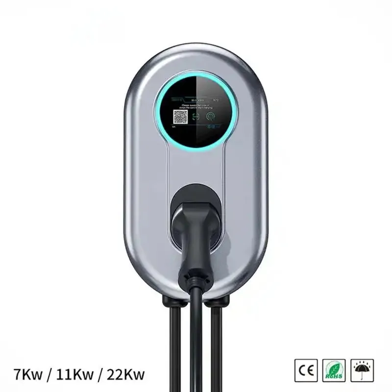 32A EV Charging Station 22KW 3 Phase EVSE Wallbox IEC62196 Type2 Electric Vehicle Car Charger with RFID Card APP EV Home Charger