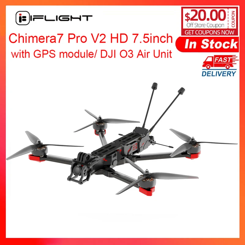 

iFlight Chimera7 Pro V2 HD 7.5inch 6S LR BNF with BLITZ F7 55A Stack / DJI O3 Air Unit / XING2 2809 1250KV motor / GPS for FPV