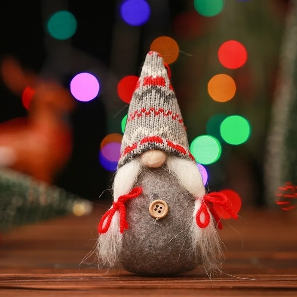 Santa Claus Christmas Gnome Pendant Faceless Hanging Pendant Christmas Tree Hanging Doll Bow Knitted Tomte Ornaments New Year