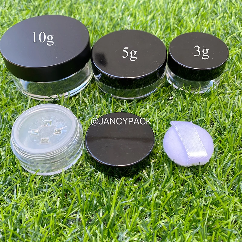 

10PCS 3g 5g 10g Portable Loose Powder Compact Container With The Grid Sifter & Puff Jar Packing Container Powdery Cake Box