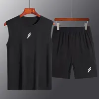 Sports suit men summer mesh quick drying vest+shorts Man's set fitness running suit two-piece set Mesh ventilation men tracksuit