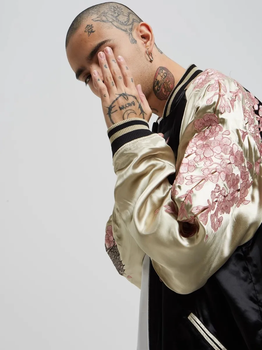 No Logo Reversible Double-sided Sukajan Souvenir Jacket Coats High Street Streetwear Yokosuka Sakura Dragon Embroidery