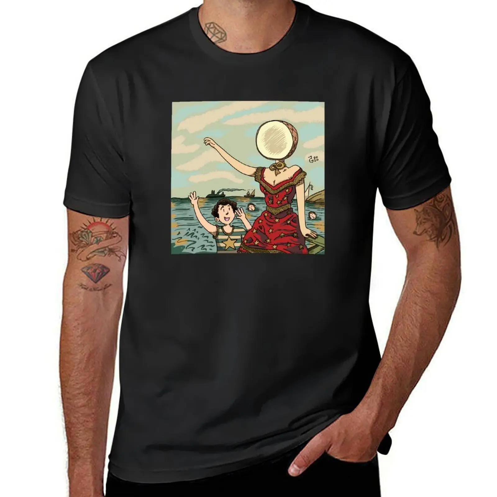 

Neutral Milk Hotel - In the Aeroplane Over the Sea (Full Cover) - Fanartwork T-Shirt blacks sports fans mens white t shirts