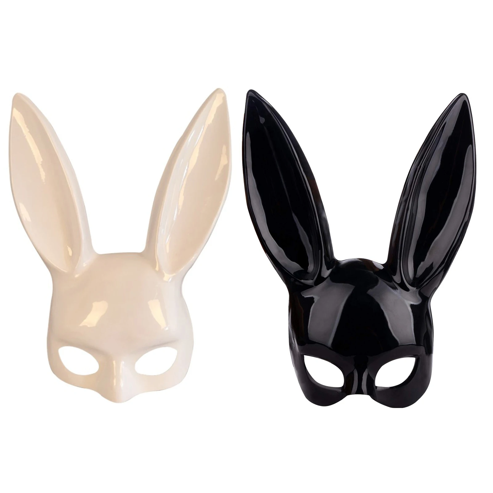 Halloween Party Decoration Black White Ear Rabbit Mask Cosplay Party Festival Props for Birthday Easter Costume Masquerade Mask