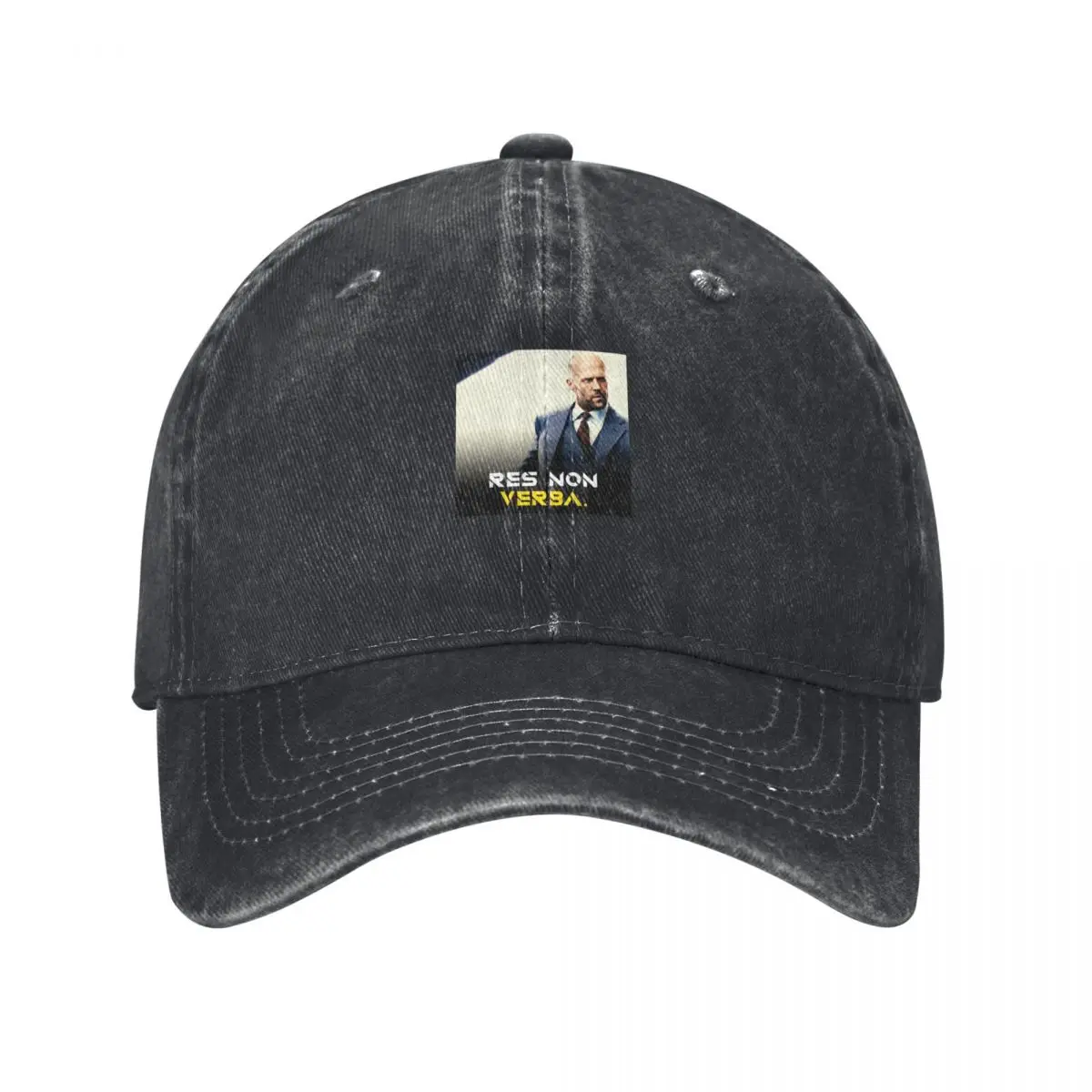 

Retro Vintage Jason Statham Motivational Quote Res Non Verba Gift For Everyone Baseball Cap black Funny hats Men's Hats Women's