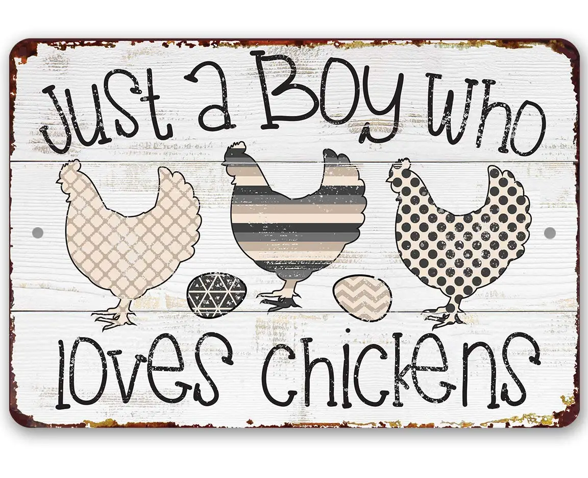 A Boy Who Loves Chickens - Funny Chicken Coop Sign Great Pen Accessories, Hen House and Egg Decoration, Farm