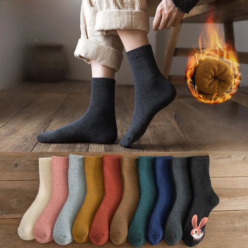 

Утепленные женские носки-трубы средней длины из хлопка и полиэстера на флисовой подкладке для осени и зимы, очень теплые, спортивные