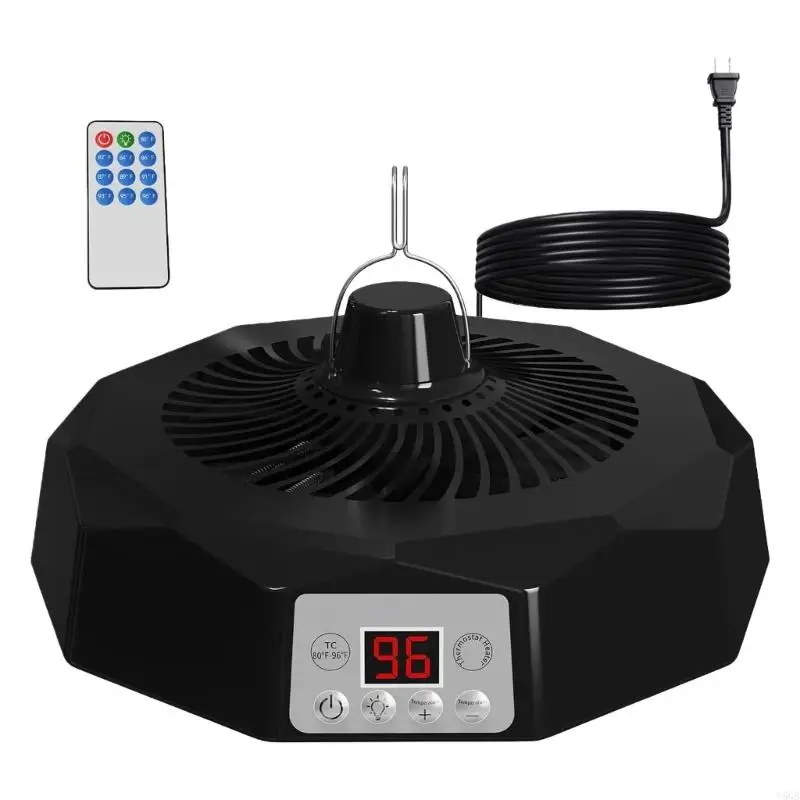 Remotes Control 110V Pet Warming Lamp with Auto Thermostats and Light for Safe Heating in Chicken Coops and Kennels Y5GB