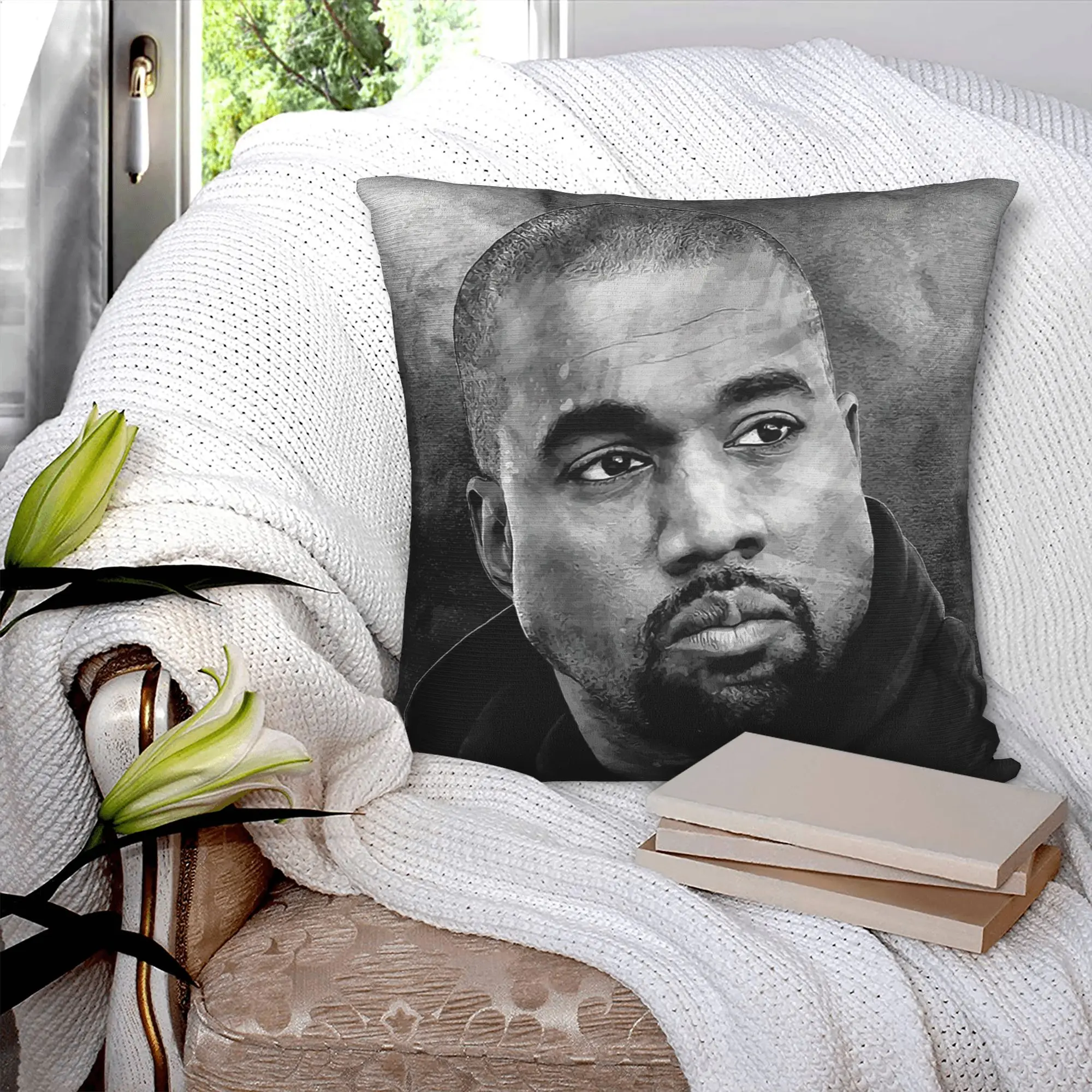 Popular Singer Kanye West Pillow Case Decoration Kawaii  Cushion Decoration Salon Square Pillowcase