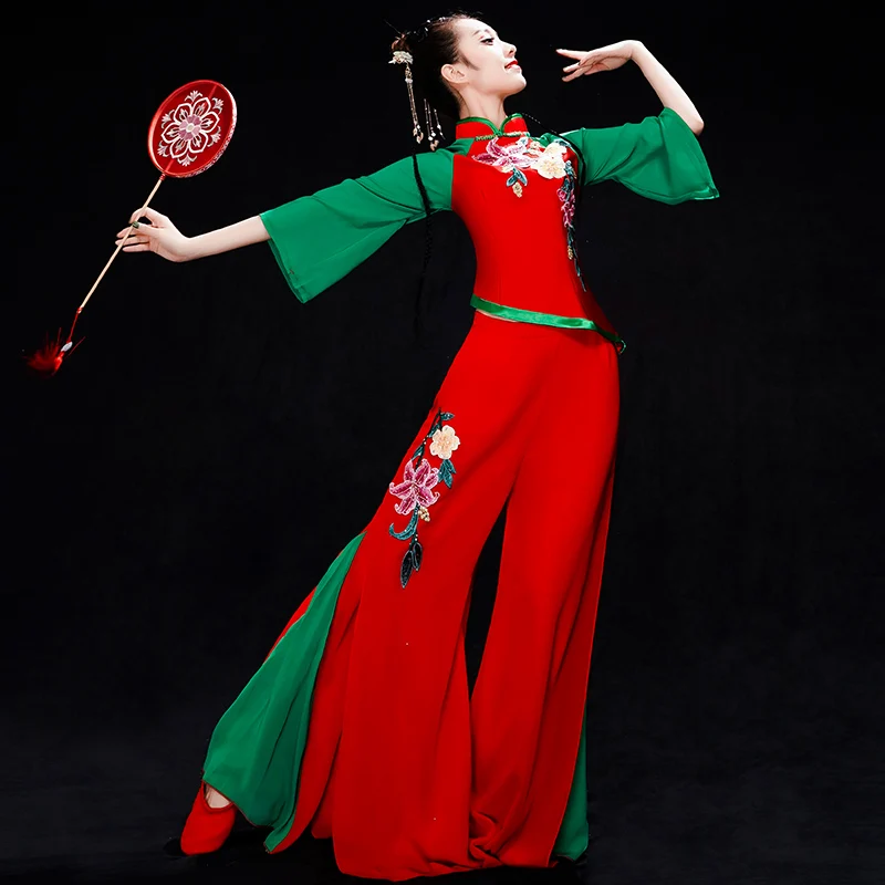 Yangge Clothes Performance Costume Female Square Dance Dancing Dress Clothing Suit Northeast Fan Dance Middle-Aged and Elderly