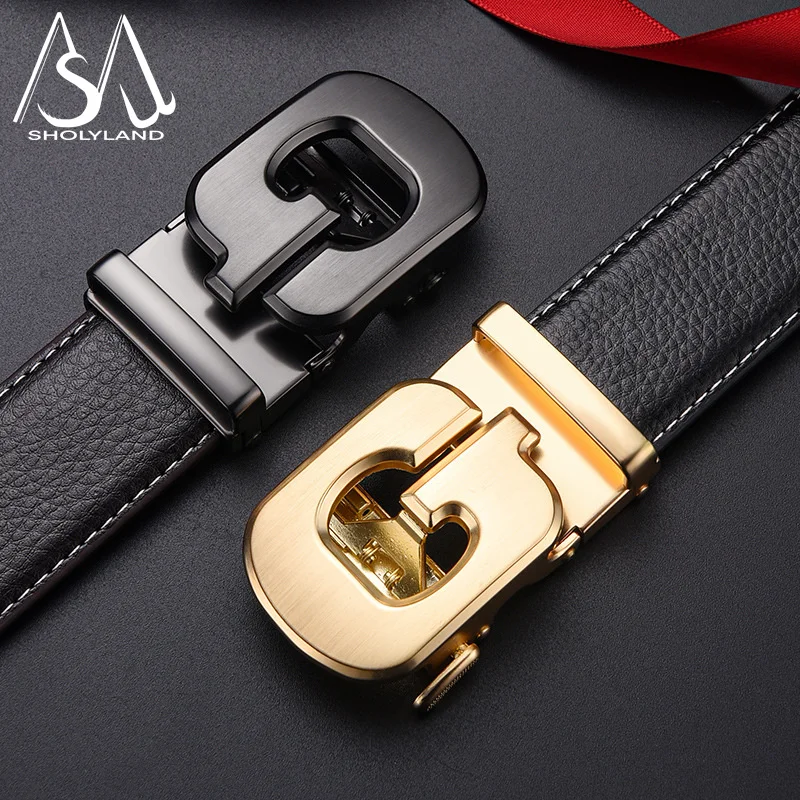 2024 Belt Men\'s Business Men\'s Genuine Leather Letter Automatic Buckle Belt Accessories Belt Western Pants Versatile Decoration