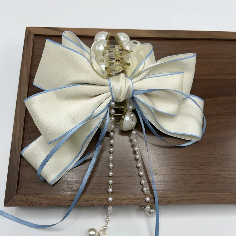 

Красивые тканевые художественные заколки для волос с бантом для женщин, прозрачные акриловые большие заколки-когти