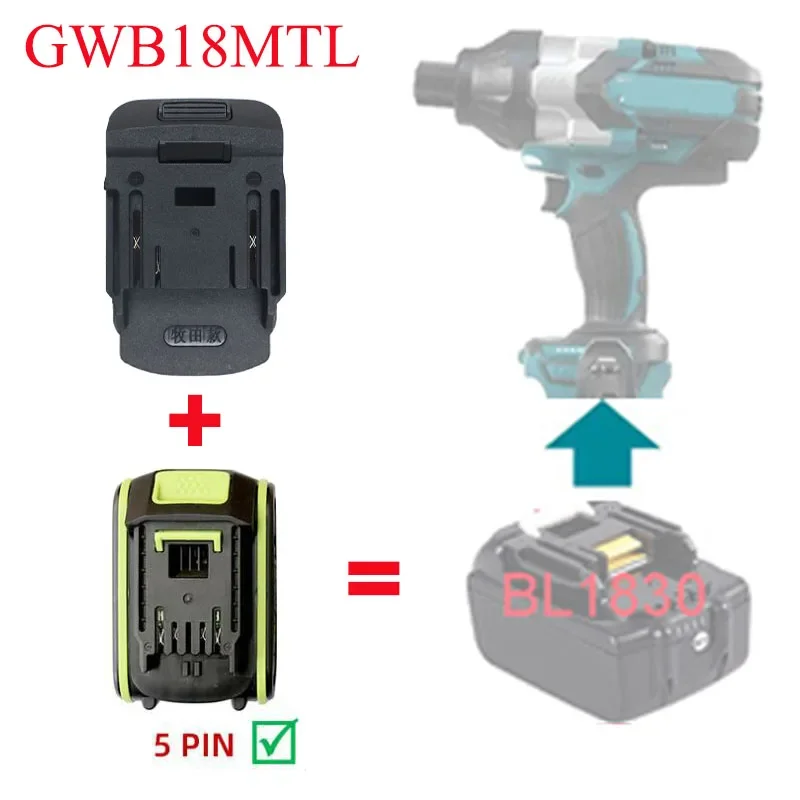 

GWB18MTL Adapter for Worx Green 5-pin 20V Li-ion Battery Convert To for Makita 18V Lithium Battery for Makita Power Tools Use