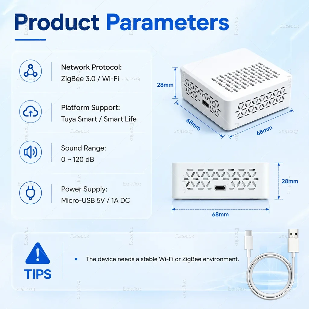 Tuya Wifi/Zigbee Schallpegelmesser Lärmsensor Smart Life Umwelt-Sonometer Dezibel-Lärmdetektor für die Hausautomation – Detail 8